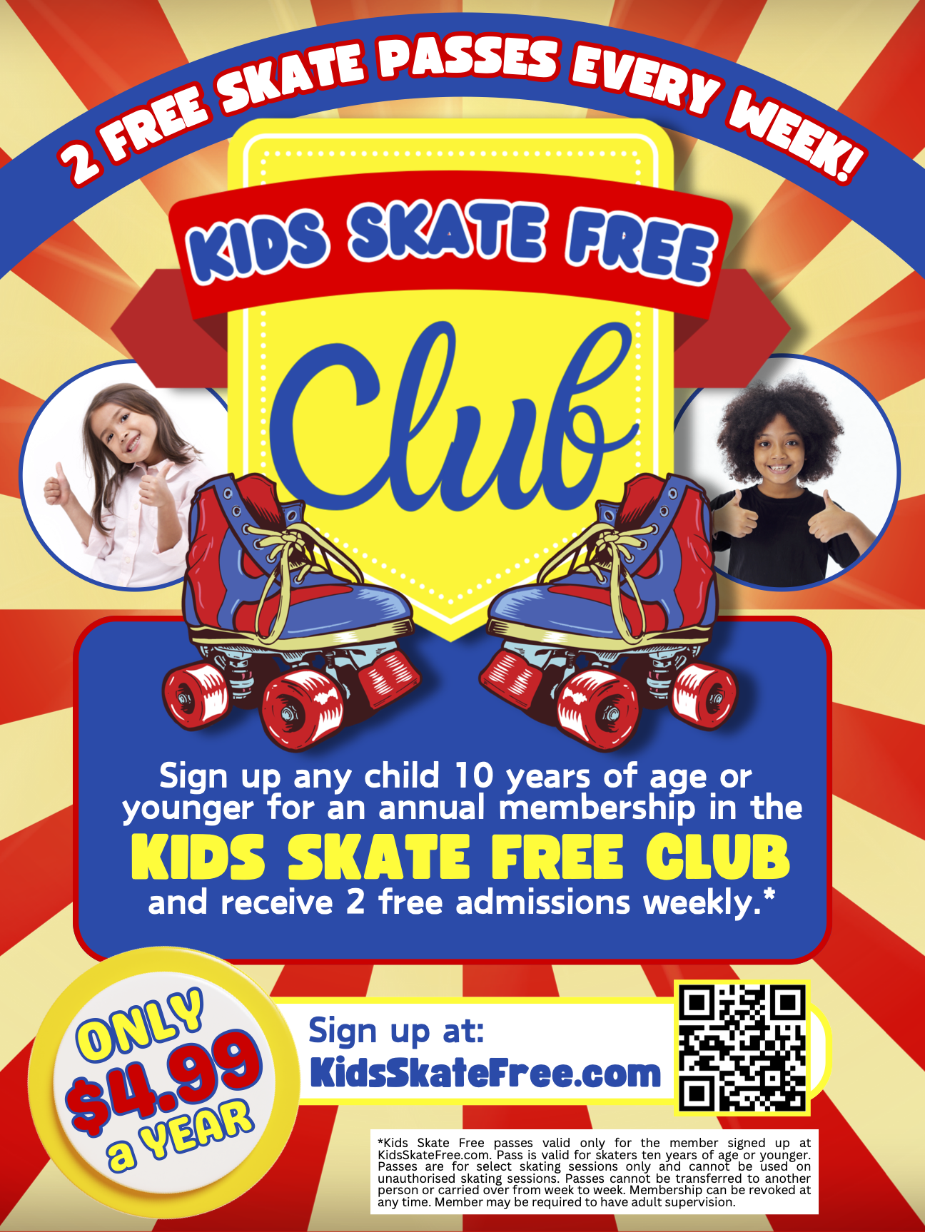 Kids Skate Free Club Poster